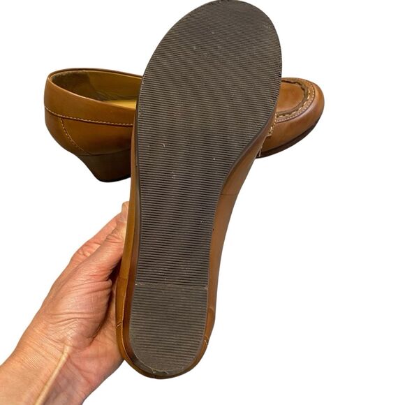 LL Bean Wedge Loafer Women 9M Brown Leather Round Toe Comfort Office Wear Casual - Picture 6 of 11